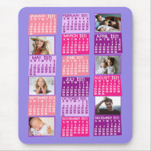 Tapis De Souris 2021 Year Monthly Calendar Photo Collage Cute Mod