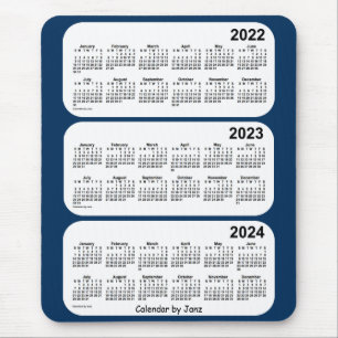 Tapis De Souris 2022-2024 bleu de boîte de police calendrier de 3