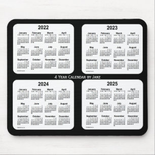 Tapis De Souris 2022-2025 calendrier noir et blanc de 4 ans par