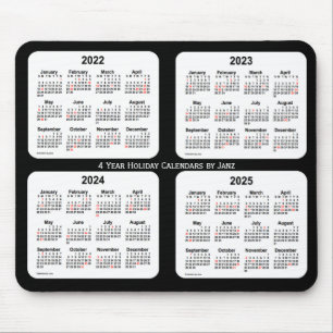 Tapis De Souris 2022-2025 calendrier noir et blanc de vacances par