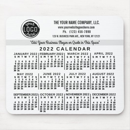 Tapis De Souris 2022 Calendar Custom Business Logo Name Easy White (Devant)