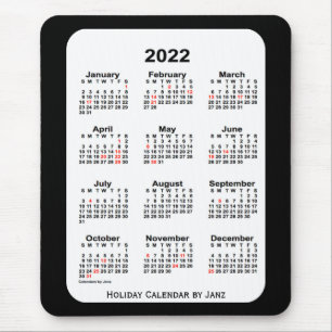 Tapis De Souris 2022 calendrier noir de ton des vacances deux par