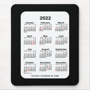 Tapis De Souris 2022 calendrier noir de ton des vacances deux par