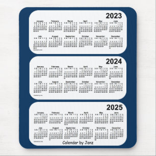 Tapis De Souris 2023-2025 bleu de boîte de police calendrier de 3