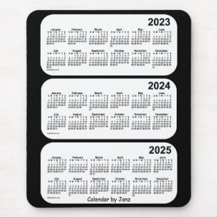 Tapis De Souris 2023-2025 calendrier noir et blanc de 3 ans par