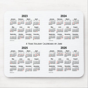 Tapis De Souris 2023-2026 calendrier blanc de vacances par Janz