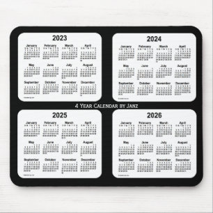 Tapis De Souris 2023-2026 calendrier noir et blanc de 4 ans par