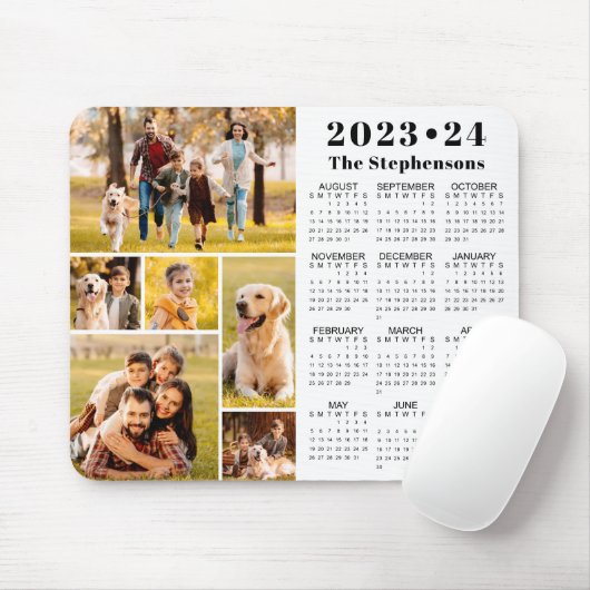 Tapis De Souris 2023-24 Calendrier scolaire 6 Photos Personnalisée (Avec souris)