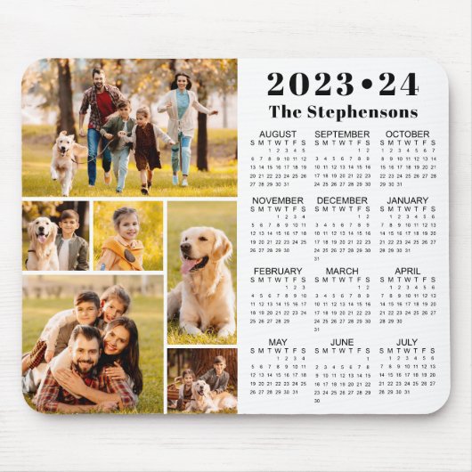 Tapis De Souris 2023-24 Calendrier scolaire 6 Photos Personnalisée (Devant)