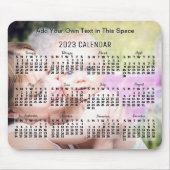 Tapis De Souris 2023 Année Calendrier mensuel Texte noir Ajouter u (Devant)