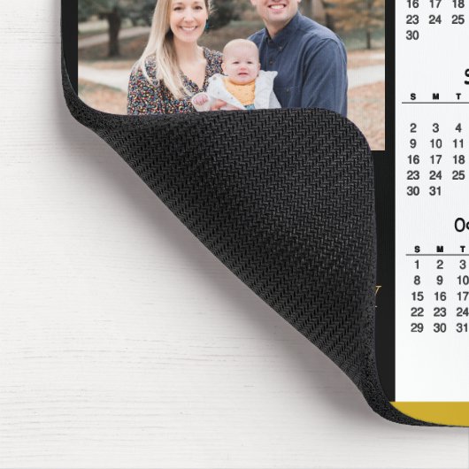 Tapis De Souris 2023 Calendar Gold Script Simple Family Photo (Coin)