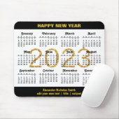 Tapis De Souris 2023 Calendrier Moderne Gold Noir Script Minimalis (Avec souris)