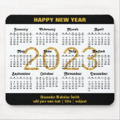 Tapis De Souris 2023 Calendrier Moderne Gold Noir Script Minimalis (Devant)