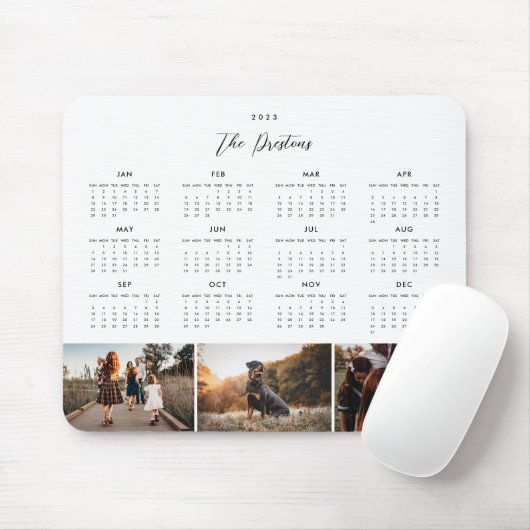 Tapis De Souris 2023 Calendrier MODIFIABLE COULEUR Photo Mousepad (Avec souris)
