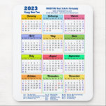 Tapis De Souris 2023 Colorful Calendar Modern Blue Business<br><div class="desc">2023 Calendar with Public Holidays Modern Geometric Blue and Gold stripes Corporate Business Mouse Pad featuring 2023 Calendar. All the texts are pre-arranged for you to personalize easily and quickly with your own details.</div>