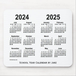 Tapis De Souris 2024-2025 calendrier blanc d'école par Janz