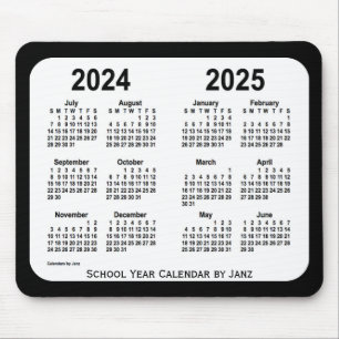 Tapis De Souris 2024-2025 calendrier noir et blanc d'école par