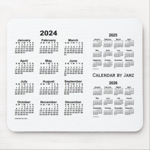 Tapis De Souris 2024-2026 blanc calendrier de 3 ans par Janz