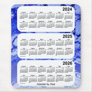 Tapis De Souris 2024-2026 galaxie bleue calendrier de 3 ans par