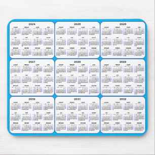 Tapis De Souris 2024 - 2032 Calendrier avec les fêtes américaines 