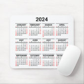 Tapis De Souris 2024 Année En Coup D'Oeil Calendrier Rouge, Noir & (Avec souris)