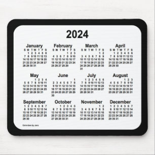 Tapis De Souris 2024 Blanc sur le calendrier noir par Janz Two Ton