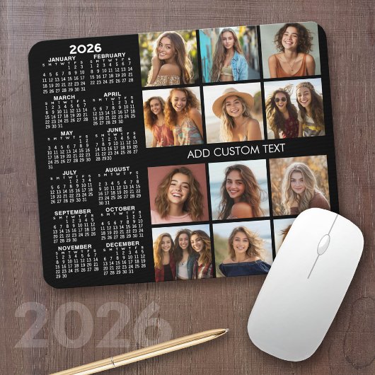 Tapis De Souris 2024 Calendar - 12 photo collage - black