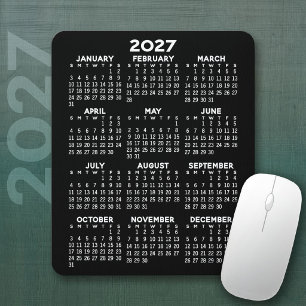 Tapis De Souris 2024 Calendar - black background - Vertical