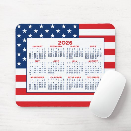 Tapis De Souris 2024 Calendar with American Flag (Avec souris)