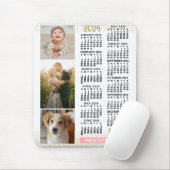 Tapis De Souris 2024 Calendrier Blush Pink Gold Family Photo Colla (Avec souris)