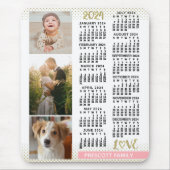 Tapis De Souris 2024 Calendrier Blush Pink Gold Family Photo Colla (Devant)