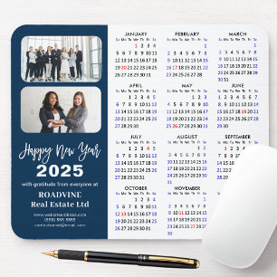 Tapis De Souris 2024 Calendrier Entreprise 2 Photo Moderne Bleu Si