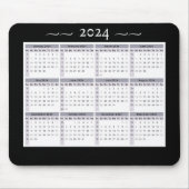 Tapis De Souris 2024 Calendrier Hebdomadaire Noir Blanc Grande Imp (Devant)