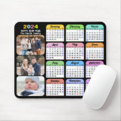 Tapis De Souris 2024 Calendrier moderne Famille noire photo coloré (Avec souris)