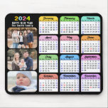 Tapis De Souris 2024 Calendrier moderne Famille noire photo coloré<br><div class="desc">2024 Calendrier on Modern Black 3 Family Photo Collage Pad avec calendrier coloré 2024 avec Fêtes fédérales américaines. Tous les textes sont pré-arrangés pour que vous personnalisiez facilement et rapidement avec vos propres détails.</div>