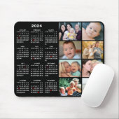 Tapis De Souris 2024 Calendrier Moderne Noir 8 Famille Photo Colla (Avec souris)