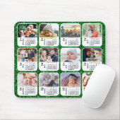 Tapis De Souris 2024 Calendrier Parties scintillant verte Famille  (Avec souris)