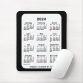 Tapis De Souris 2024 Holiday Two Tone Black Calendar par Janz (Avec souris)