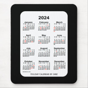 Tapis De Souris 2024 Holiday Two Tone Black Calendar par Janz
