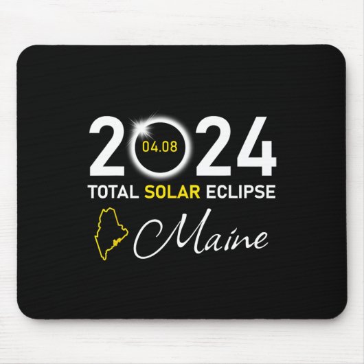 Tapis De Souris 2024 Total Solaire Eclipse Maine État (Devant)