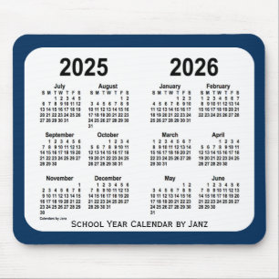 Tapis De Souris 2025-2026 calendrier bleu d'école de boîte de