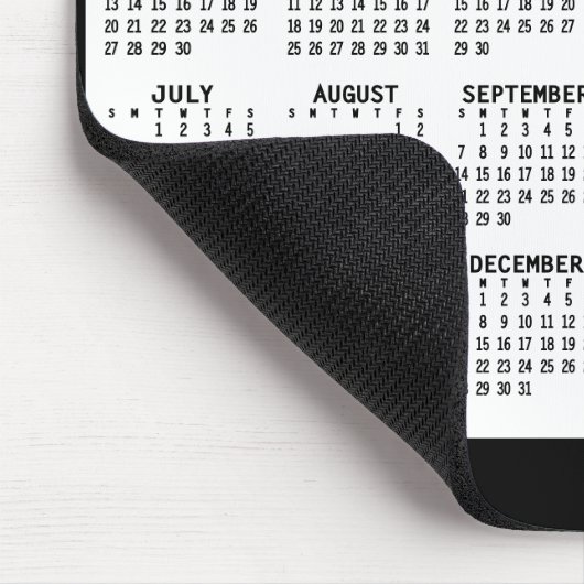 Tapis De Souris 2025 2026 - Calendrier sur 2 ans - vue année (Coin)