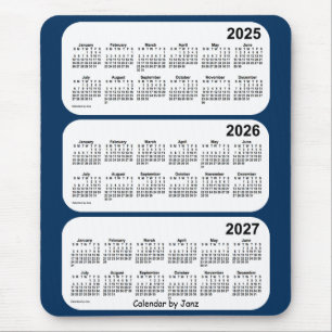 Tapis De Souris 2025-2027 bleu de boîte de police calendrier de 3