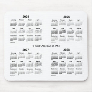 Tapis De Souris 2025-2028 blanc calendrier de 4 ans par Janz