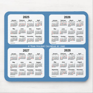 Tapis De Souris 2025-2028 calendrier de vacances de bleu en acier