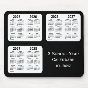 Tapis De Souris 2025-2028 calendriers au néon noirs d'année