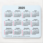 Tapis De Souris 2025 Alice Blue 52 semaines Calendrier ISO par Jan (Devant)