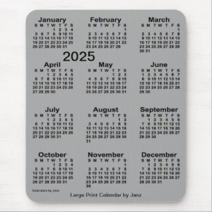 Tapis De Souris 2025 Battleship Grey Grand Print Calendar par Janz