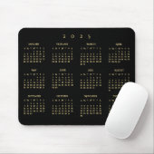 Tapis De Souris 2025 Black Gold Calendrier de l'année complète Hom (Avec souris)