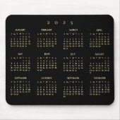Tapis De Souris 2025 Black Gold Calendrier de l'année complète Hom (Devant)